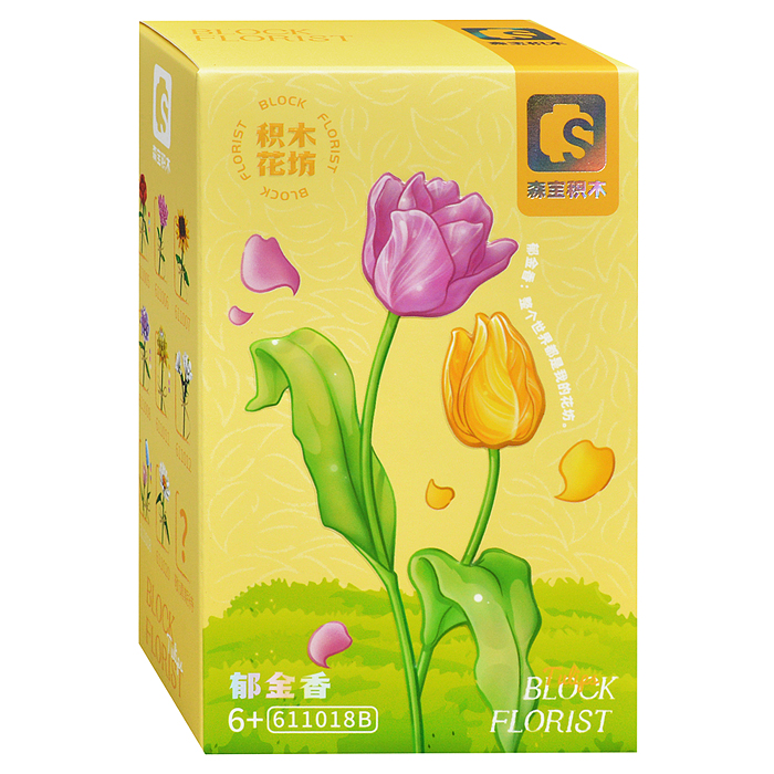 Конструктор 611018AB "Цветок: Тюльпан" (111 дет.) в коробке