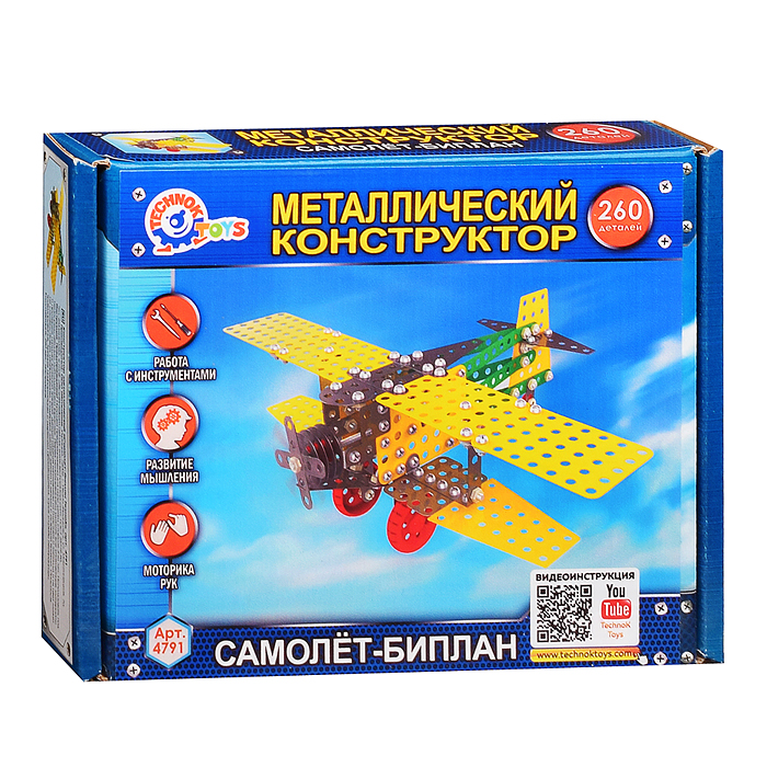 Фото к товару Конструктор металлический "Самолет-Биплан" Конструктор металлический "Самолет-Биплан"