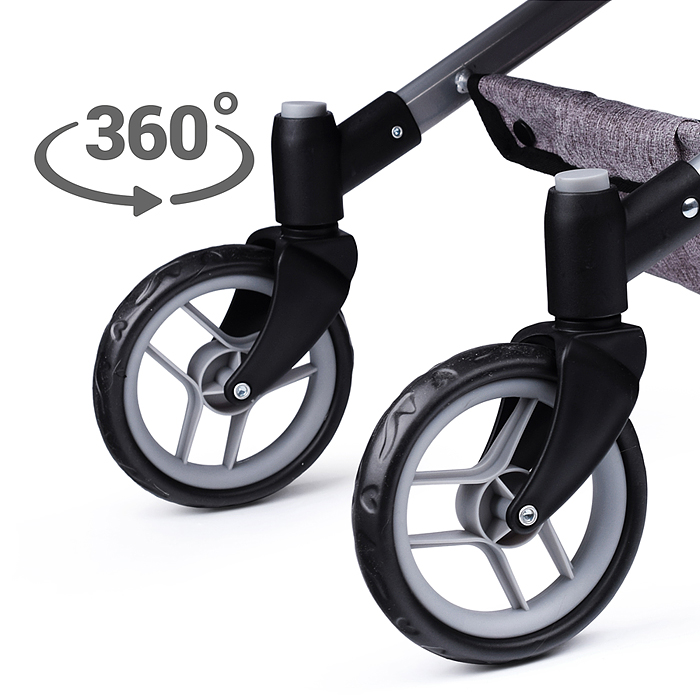 Коляска-трансформер для кукол 9633 металлическая, регулируемая ручка, с корзиной, цвет красно-голуб