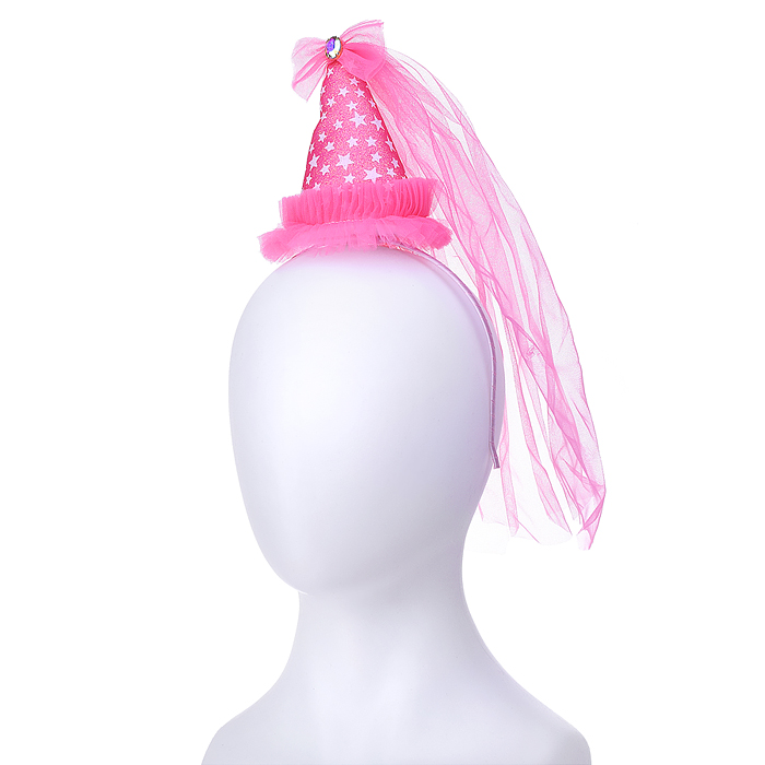 Ободок карнавальный S2097 "Колпачок с фатой" в пакете