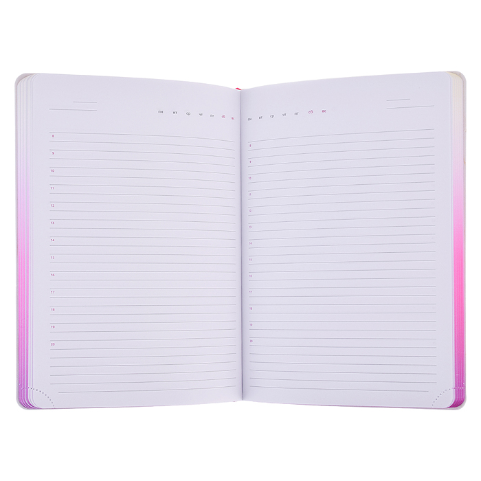 Фото к товару Ежедневник недатированный "Degrade" A5, 272 стр, белая бумага 70 г/м² розовый Ежедневник недатированный "Degrade" A5, 272 стр, белая бумага 70 г/м² розовый