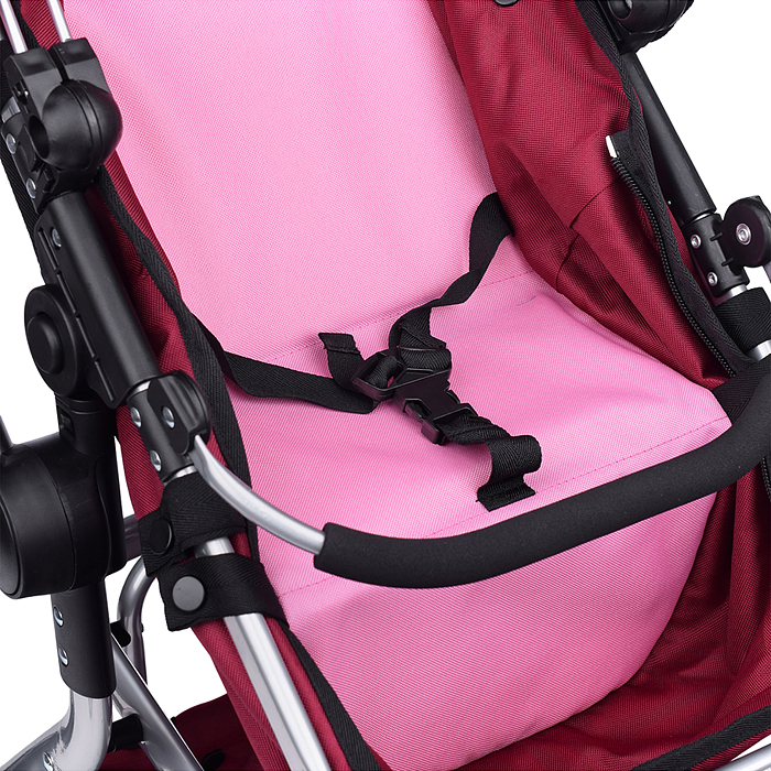 Фото к товару Коляска для кукол 9695A металлическая, регулируемая ручка, с корзиной, цвет розово-бородовый Коляска для кукол 9695A металлическая, регулируемая ручка, с корзиной, цвет розово-бородовый