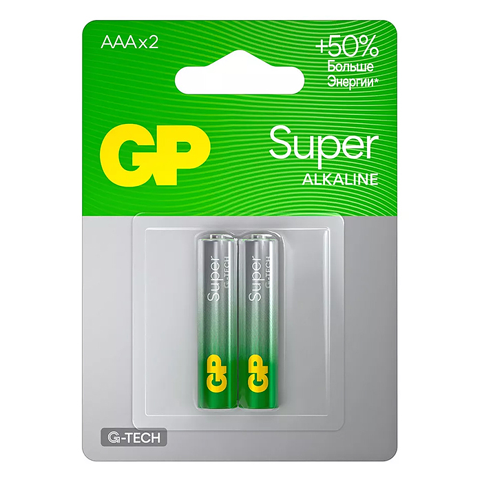 Батарейки алкалиновые GP Super GP24AA21-2CRSBC2 G-TECH LR03 BL2 Батарейки алкалиновые GP Super GP24AA21-2CRSBC2 G-TECH LR03 BL2