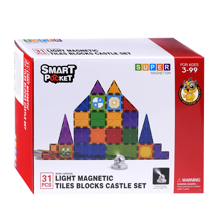 Фото к товару Конструктор магнитный S-C011 "Замок" с прожектором (31 дет.) в коробке Конструктор магнитный S-C011 "Замок" с прожектором (31 дет.) в коробке