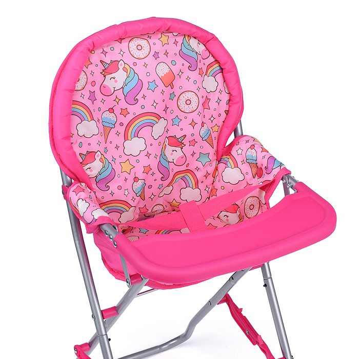 Фото к товару Стульчик для кормления кукол 9330 игрушечный, цвет радужные единороги Стульчик для кормления кукол 9330 игрушечный, цвет радужные единороги