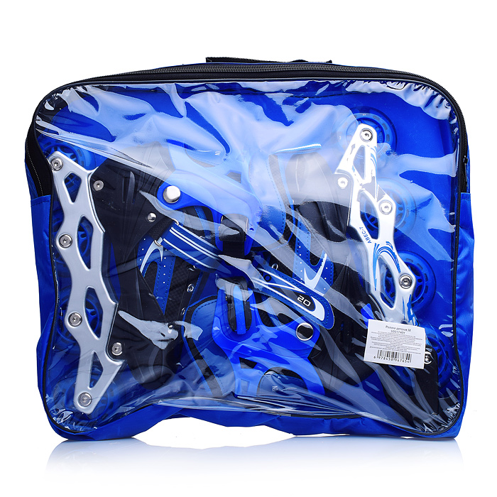 Фото к товару Роликовые коньки U001746Y раздвижные, PU колёса со светом, размер M, синие, в сумке Роликовые коньки U001746Y раздвижные, PU колёса со светом, размер M, синие, в сумке