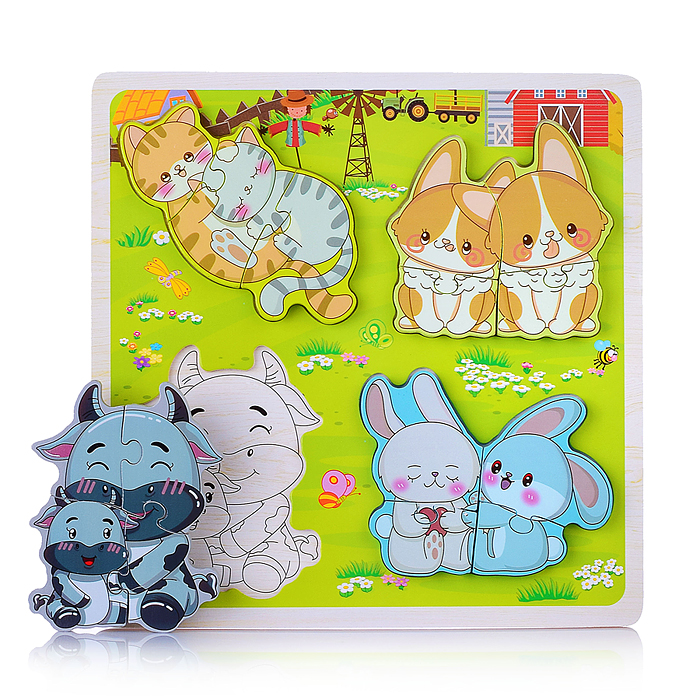 Пазл-вкладыш D1699 "Игривые зверята"