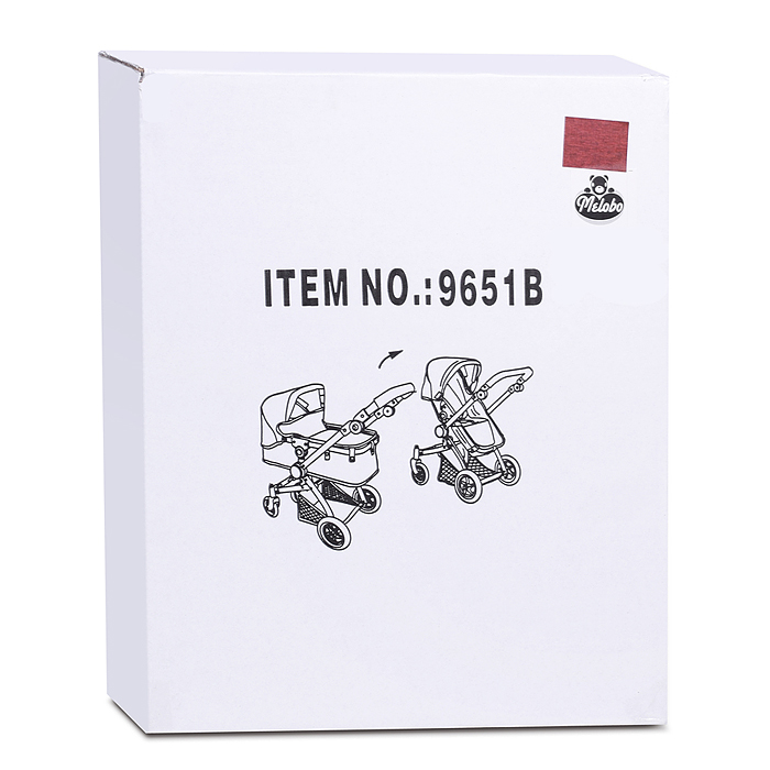 Коляска - трансформер для кукол 9651 металлическая, регулируемая ручка, с корзиной,цвет красно-корич