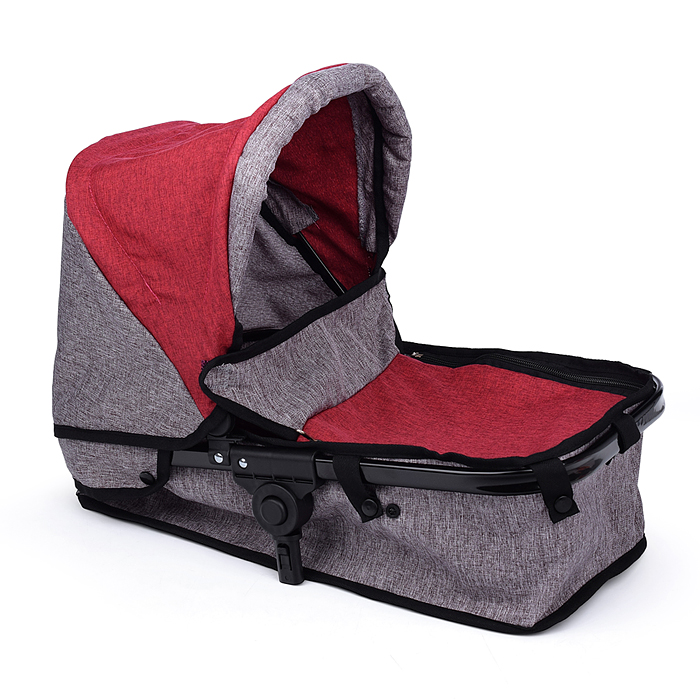 Коляска - трансформер для кукол 9651 металлическая, регулируемая ручка, с корзиной,цвет красно-корич