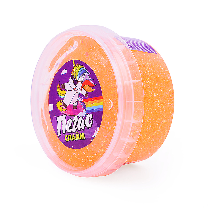 Фото к товару Слайм Пегас, битое стекло оранжевый 200 гр. Слайм Пегас, битое стекло оранжевый 200 гр.