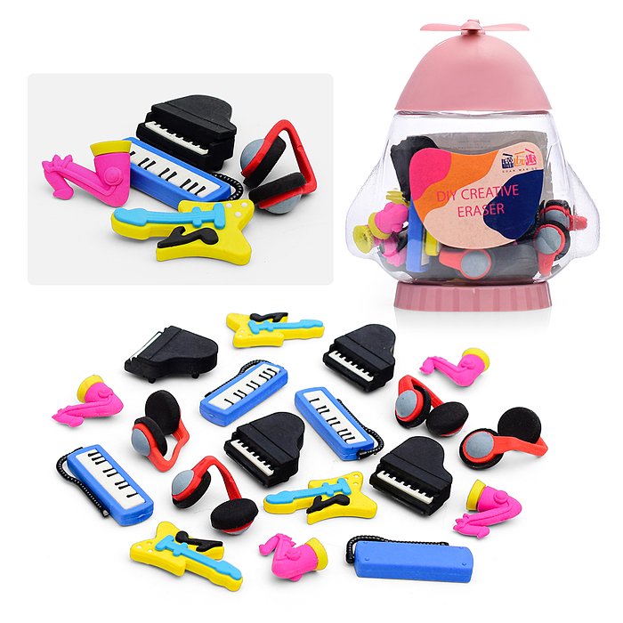 Фото к товару Набор ластиков XC-10 "Музыкальные инструменты" в банке Набор ластиков XC-10 "Музыкальные инструменты" в банке