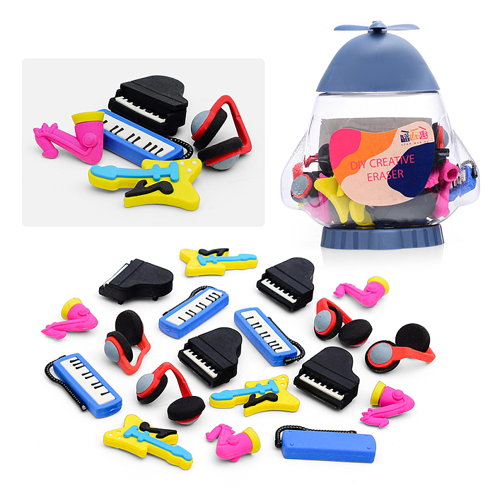 Фото к товару Набор ластиков XC-10 "Музыкальные инструменты" в банке Набор ластиков XC-10 "Музыкальные инструменты" в банке