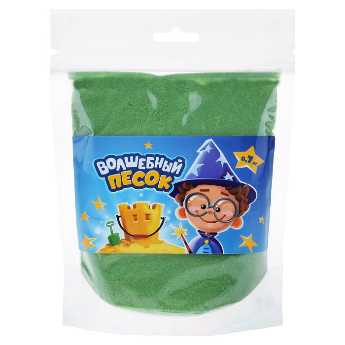 Кинетический песок "Волшебный песок", 700 гр., дойпак, зеленый 