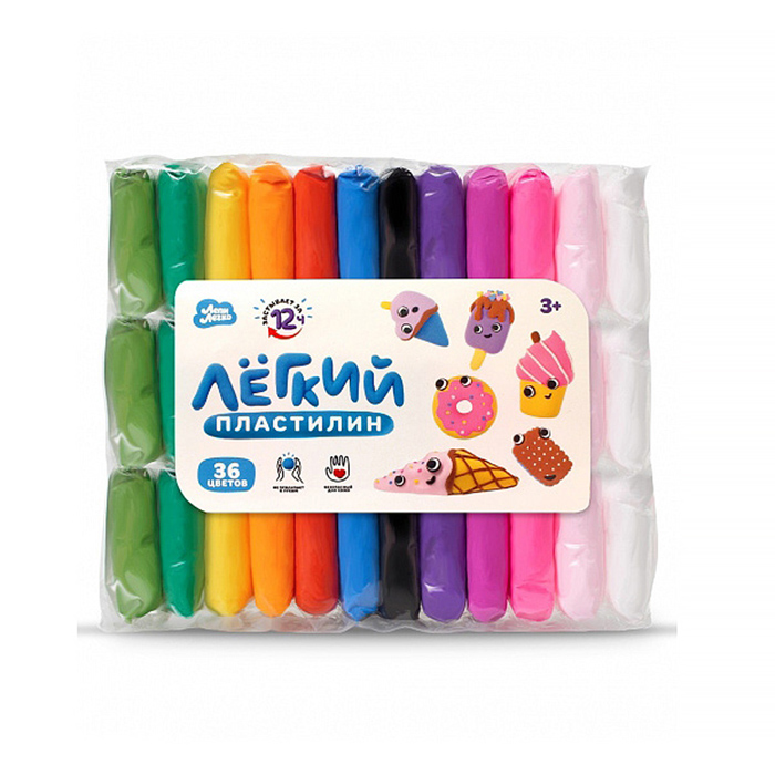 Легкий пластилин 36 цветов, пакет