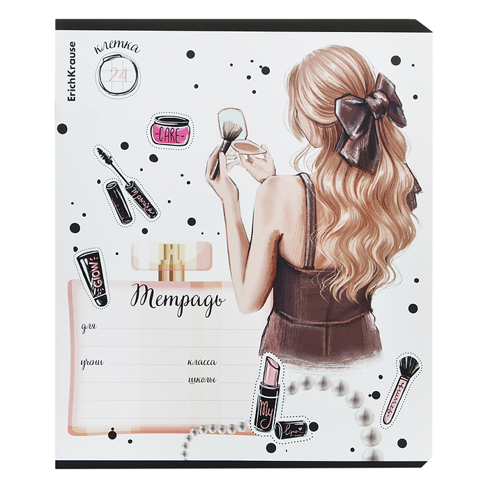 Фото к товару Тетрадь 24 л. клетка, "Fashion Girl" выборочный УФ-лак c глиттером Тетрадь 24 л. клетка, "Fashion Girl" выборочный УФ-лак c глиттером