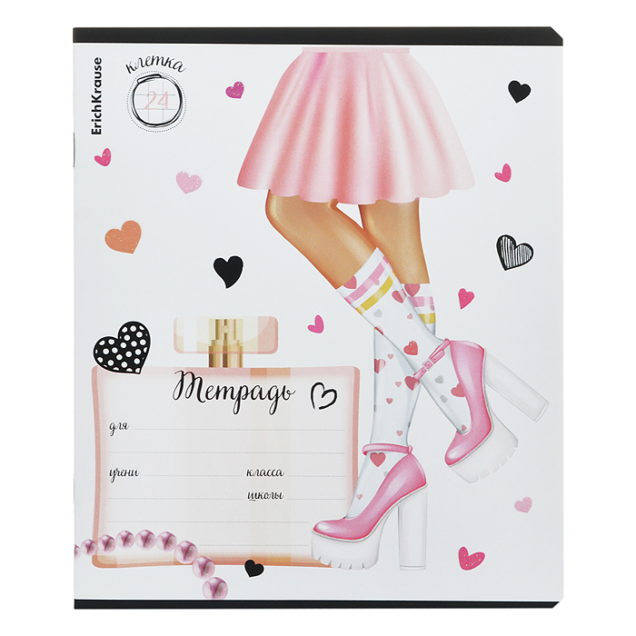 Фото к товару Тетрадь 24 л. клетка, "Fashion Girl" выборочный УФ-лак c глиттером Тетрадь 24 л. клетка, "Fashion Girl" выборочный УФ-лак c глиттером