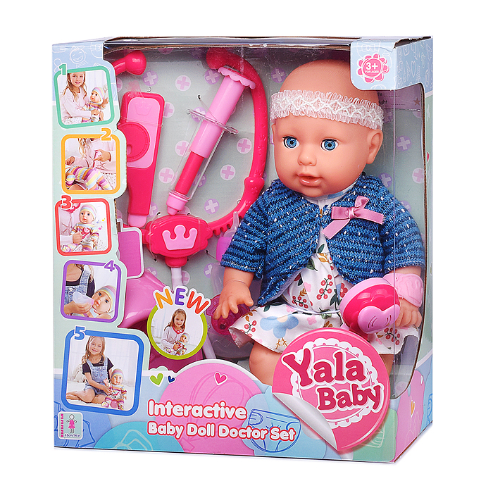 Пупс YL2335D-B "Яночка" со звуком, с аксессуарами, в коробке