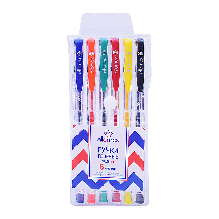 Набор ручек гелевых "Attomex" 6 цв., d=0,5 мм