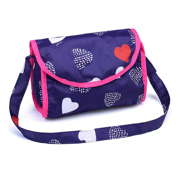 Кукольный набор 9001 (коляска, манеж, сумка, стульчик), цвет сердце на черном