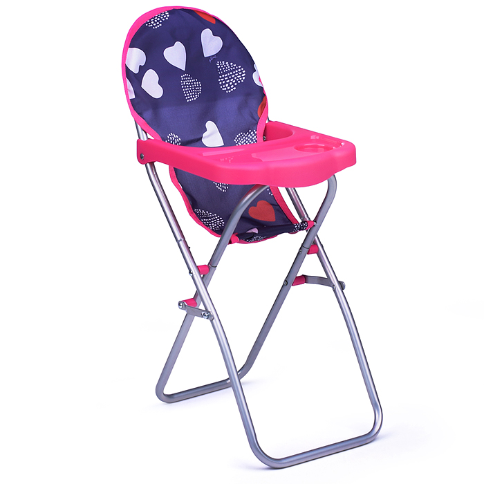 Кукольный набор 9001 (коляска, манеж, сумка, стульчик), цвет сердце на черном