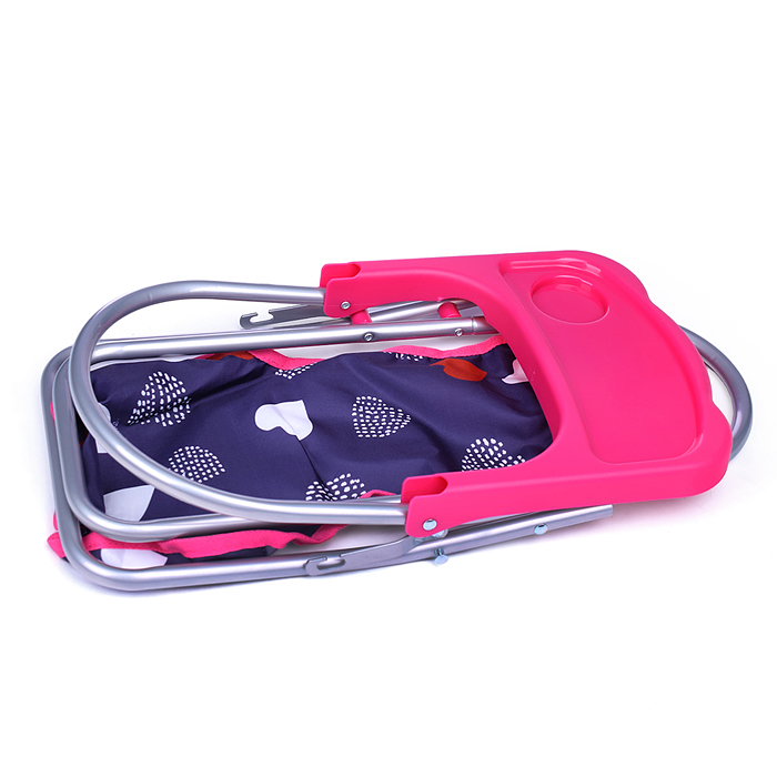 Кукольный набор 9001 (коляска, манеж, сумка, стульчик), цвет сердце на черном