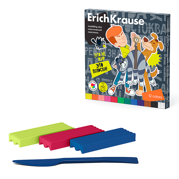Пластилин классический "Простоквашино" 12 цветов со стеком, 180 г Пластилин классический "Простоквашино" 12 цветов со стеком, 180 г
