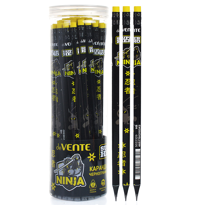 Карандаш чернографитный "SuperHero. Ninja" HB, диаметр грифеля 2 мм, трёхгранный корпус из Карандаш чернографитный "SuperHero. Ninja" HB, диаметр грифеля 2 мм, трёхгранный корпус из