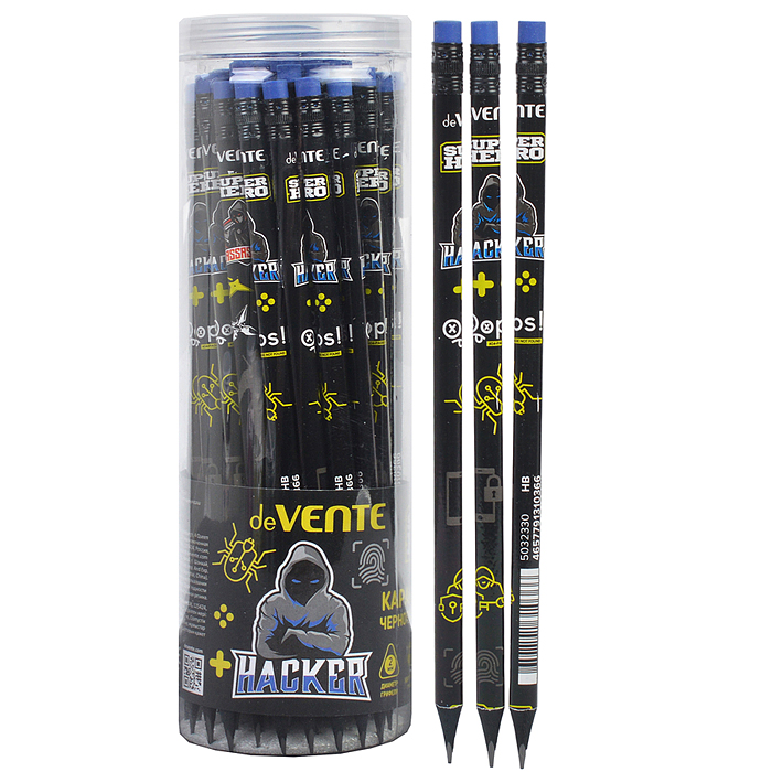 Карандаш чернографитный "SuperHero. Hacker" HB, диаметр грифеля 2 мм, трёхгранный корпус из Карандаш чернографитный "SuperHero. Hacker" HB, диаметр грифеля 2 мм, трёхгранный корпус из