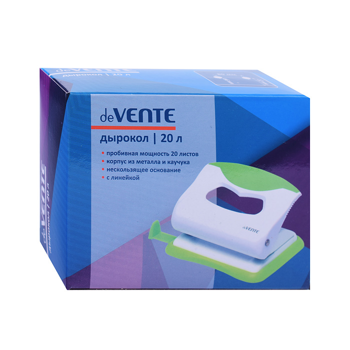 Фото к товару Дырокол "Color" (20 листов) пластиковый с каучуковой вставкой, с линейкой, в картонной коро Дырокол "Color" (20 листов) пластиковый с каучуковой вставкой, с линейкой, в картонной коро