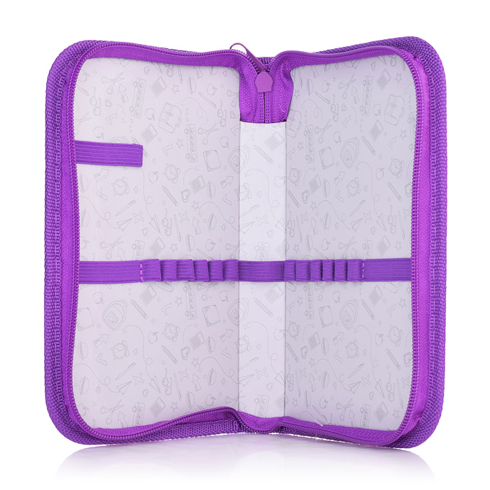 Пенал 1-секц, большой "Цветы" фиолетовый