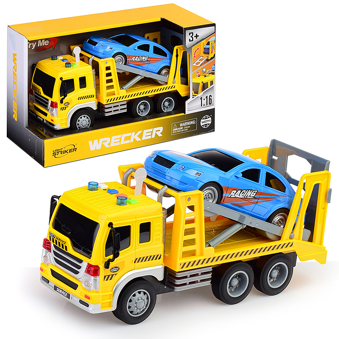 Автовоз WY300G "Трейлер" 1:16 (свет, звук) цвет желтый, в коробке 