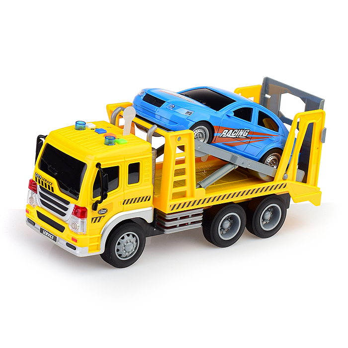 Автовоз WY300G "Трейлер" 1:16 (свет, звук) цвет желтый, в коробке 