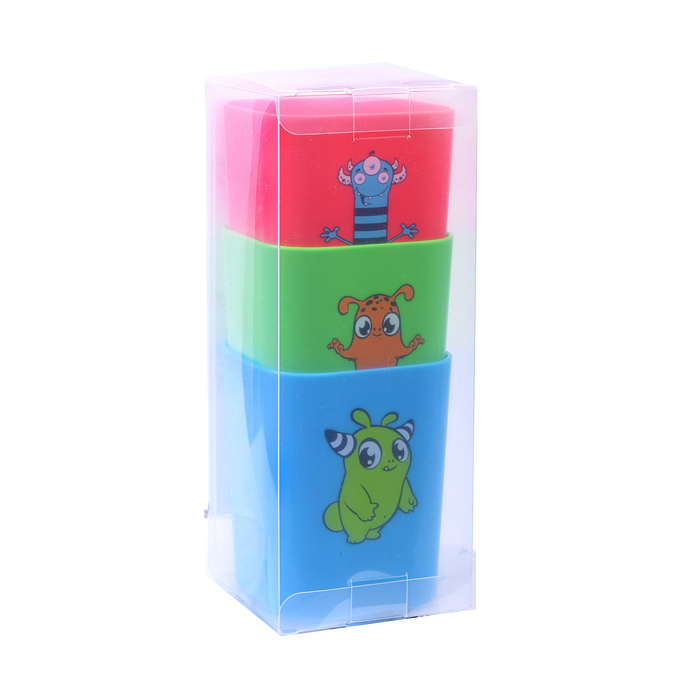 Набор подставок для пишущих принадлежностей "Monsters" 3 пластиковых подставки 6,9x6,9x8,9 