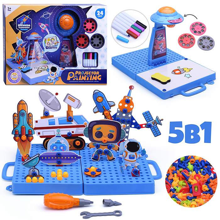 Доска для рисования 5 в 1 B101 "Космические приключения" в коробке