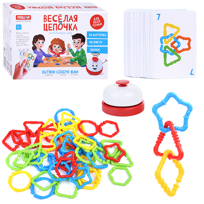 Настольная игра №64 "Веселая цепочка. 48 деталей" Настольная игра №64 "Веселая цепочка. 48 деталей"