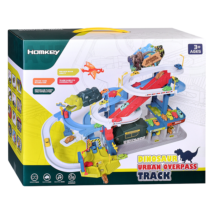 Фото к товару Паркинг-Трек 6603A "Городская эстакада с динозаврами" в коробке Паркинг-Трек 6603A "Городская эстакада с динозаврами" в коробке