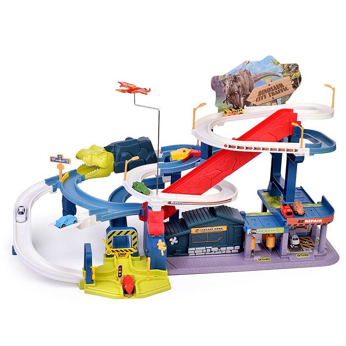 Фото к товару Паркинг-Трек 6603A "Городская эстакада с динозаврами" в коробке Паркинг-Трек 6603A "Городская эстакада с динозаврами" в коробке