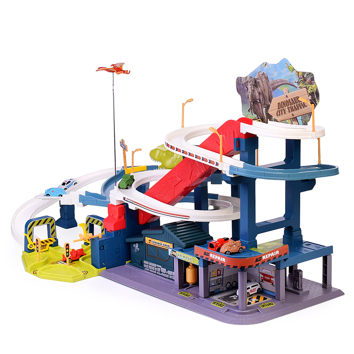 Фото к товару Паркинг-Трек 6603A "Городская эстакада с динозаврами" в коробке Паркинг-Трек 6603A "Городская эстакада с динозаврами" в коробке