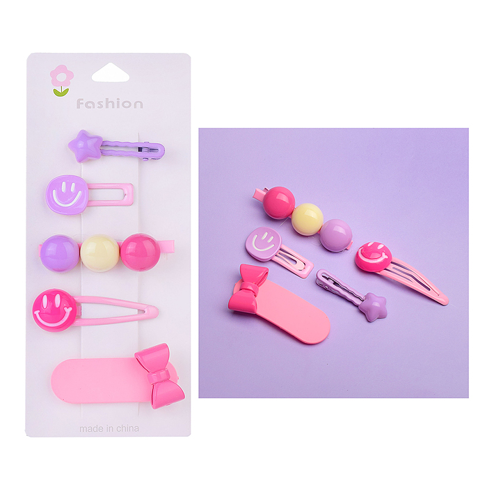 Фото к товару Набор заколок для волос 00-3889 "Смайлики" в пакете Набор заколок для волос 00-3889 "Смайлики" в пакете