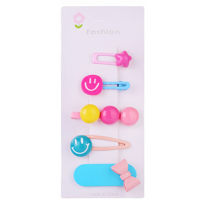 Фото к товару Набор заколок для волос 00-3889 "Смайлики" в пакете Набор заколок для волос 00-3889 "Смайлики" в пакете