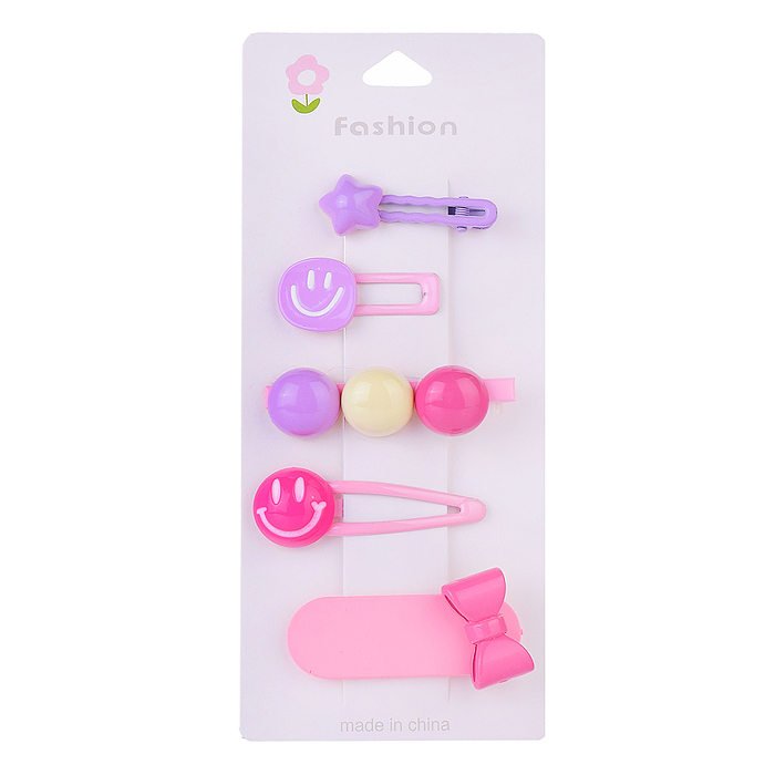 Фото к товару Набор заколок для волос 00-3889 "Смайлики" в пакете Набор заколок для волос 00-3889 "Смайлики" в пакете