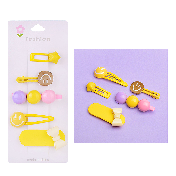 Фото к товару Набор заколок для волос 00-3889 "Смайлики" в пакете Набор заколок для волос 00-3889 "Смайлики" в пакете