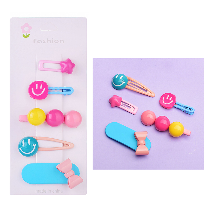 Фото к товару Набор заколок для волос 00-3889 "Смайлики" в пакете Набор заколок для волос 00-3889 "Смайлики" в пакете