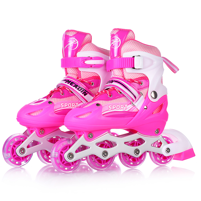 Ролики детские U001747Y (размер М) розовые, в сумке