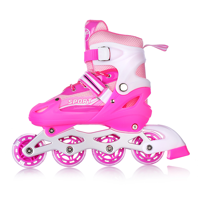 Фото к товару Ролики детские U001747Y (размер М) розовые, в сумке Ролики детские U001747Y (размер М) розовые, в сумке