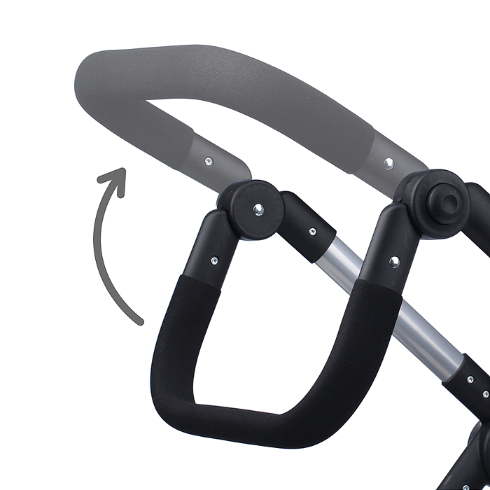 Коляска - трансформер 9620 для кукол, металлическая, регулируемая ручка, с корзиной, цвет серо-розов