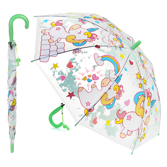 Зонт детский 00-3912 "Страна единорогов" (50см.) зеленый