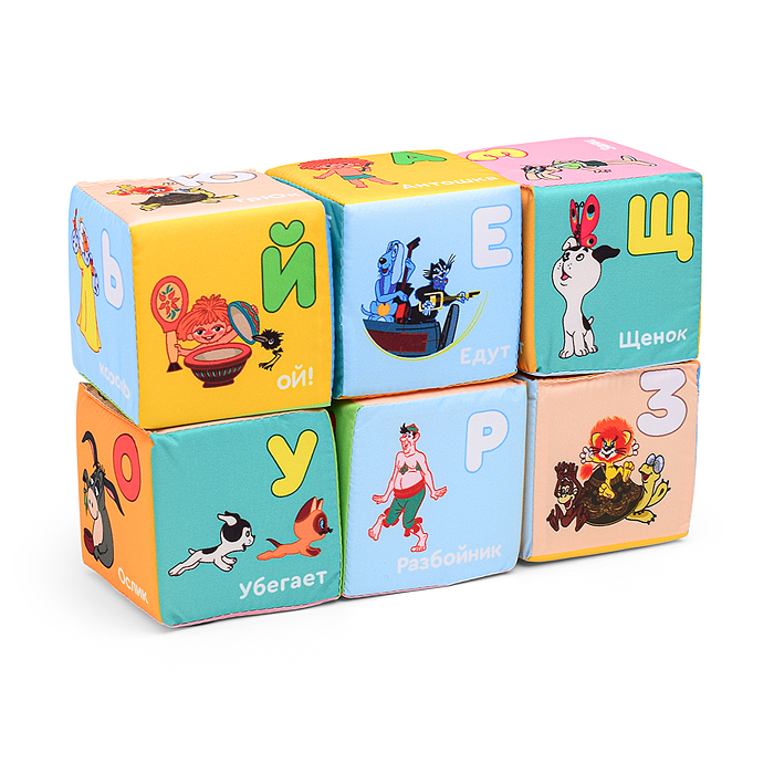 Игрушка мягконабивные кубики (МультБукварик 6 кубиков, 8*8 см)