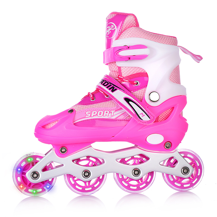 Фото к товару Ролики детские U001747Y (размер S) розовые, в сумке Ролики детские U001747Y (размер S) розовые, в сумке