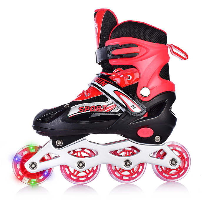 Фото к товару Ролики детские U001747Y (размер S) красные, в сумке Ролики детские U001747Y (размер S) красные, в сумке